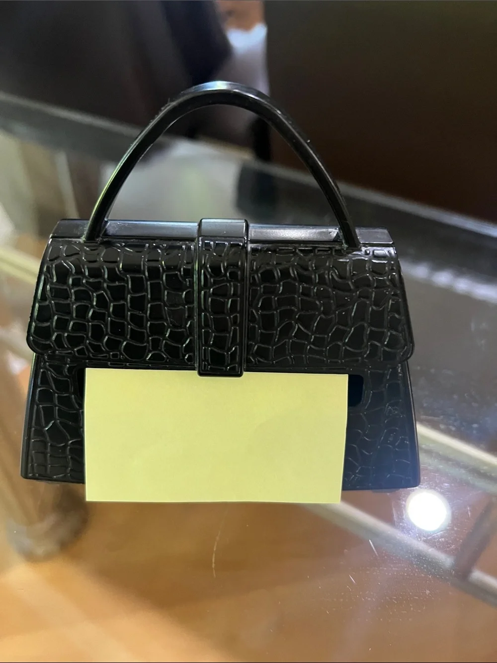 Black Croc-Embossed POST IT TOP DESK HOLDER